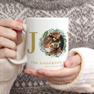 Christmas Wreath "Joy" Photo Coffee Mug