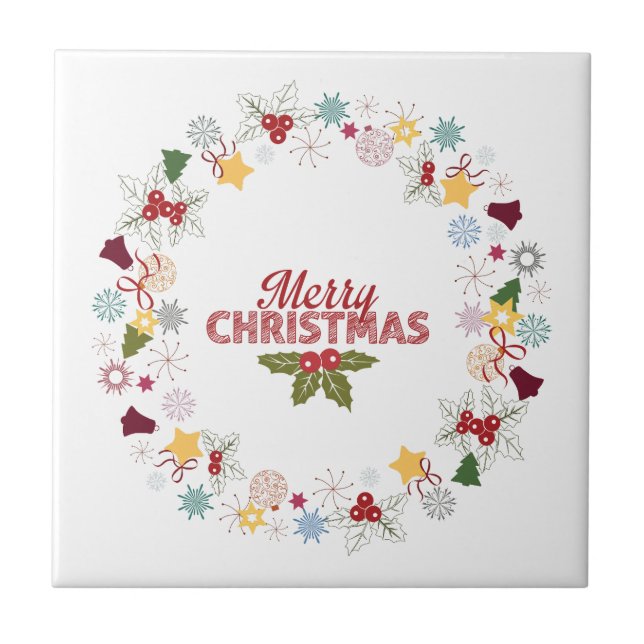 Christmas Wreath Joyful Greetings Collection Tile (Front)