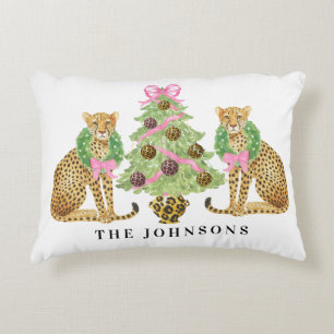 Christmas Wreath Leopard Crest Decorative Cushion