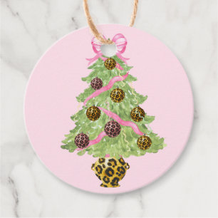 Christmas Wreath Leopard Crest Monogram Favour Tags