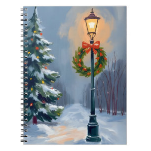 Christmas Wreath Lightpole Tree Notebook