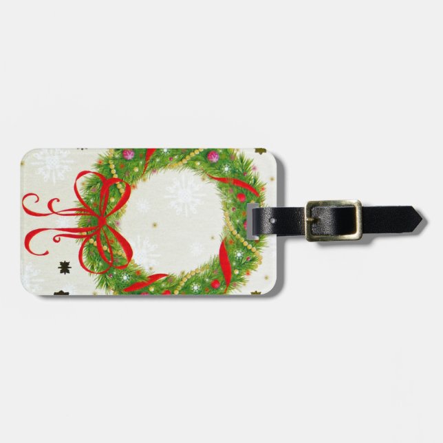 Christmas Wreath Luggage Tag (Front Horizontal)