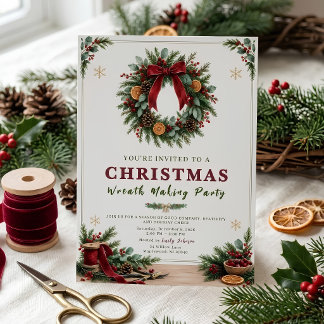 Christmas Wreath Making Party Invitation