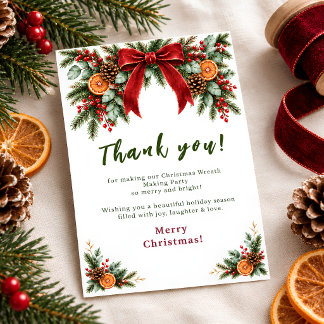 Christmas Wreath Making Party Thank You Card