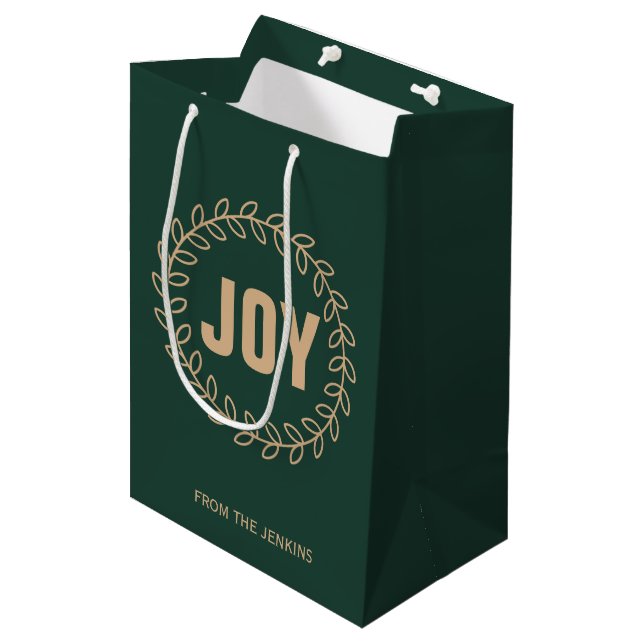 Christmas Wreath Medium Gift Bag (Front Angled)