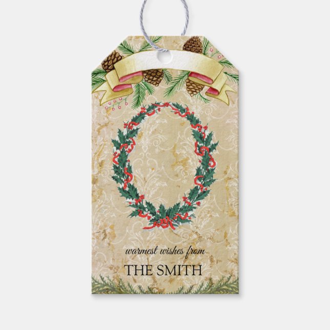 Christmas wreath, Merry Christmas Gift Tags (Front)