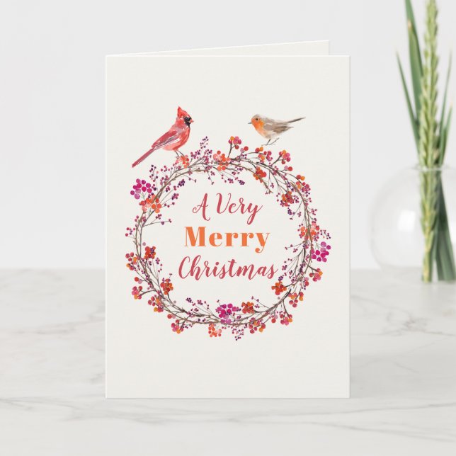 Christmas wreath modern elegant corporate LOGO Holiday Card (Front)