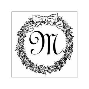 Christmas Wreath Monogram Personalise Self-inking Stamp