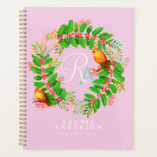 Christmas Wreath Monogram Pink Planner