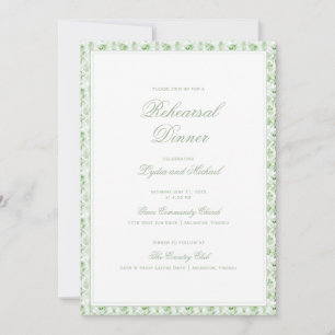 Christmas Wreath   Monogram Rehearsal Dinner Invitation