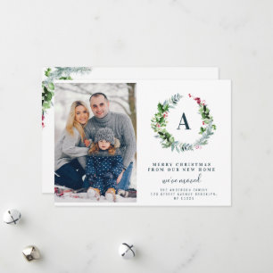 christmas wreath moving announcement holiday