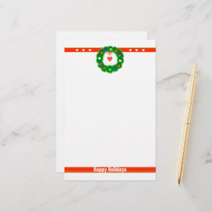 Christmas Wreath of Hearts Stationery