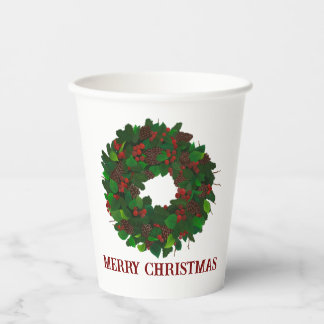 Christmas wreath paper cups