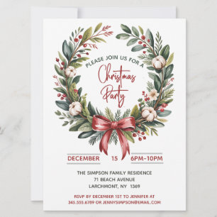 Christmas Wreath Party Invitation