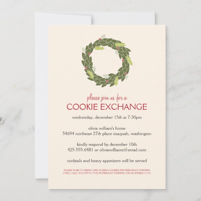 Christmas Wreath Party Invitation (Front)
