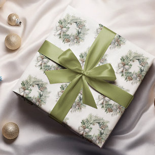 Christmas Wreath Pastel Colors   Wrapping Paper