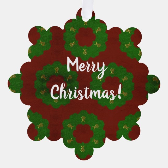 Christmas Wreath Pattern Tree Decoration Card (Front)