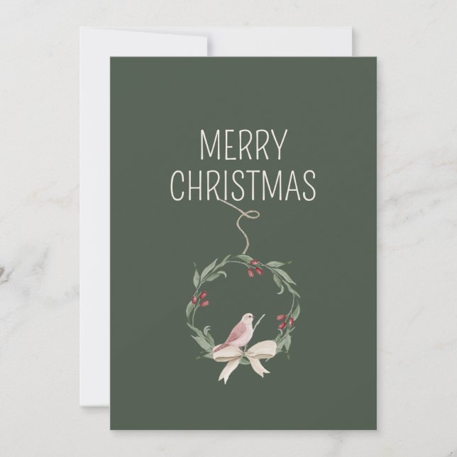 Christmas Wreath Personalised Holiday Card (Front)