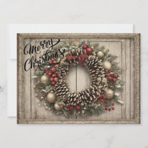 Christmas wreath personalised holiday card