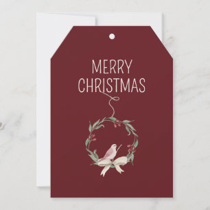 Christmas Wreath Personalised Red Holiday Card