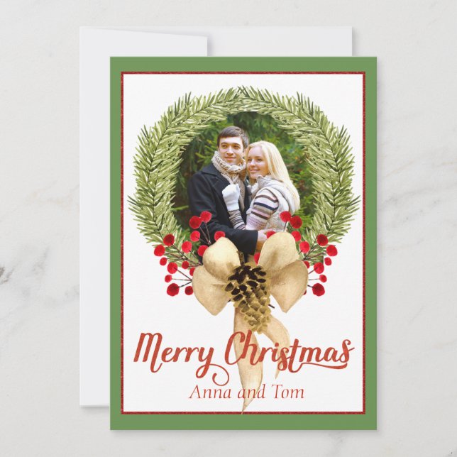 Christmas Wreath Photo Card (Front)