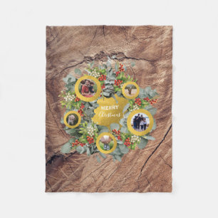 Christmas Wreath Photo Collage Holiday Photo Fleece Blanket