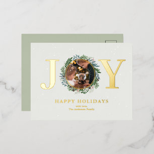 Christmas Wreath Photo Foil Holiday Postcard