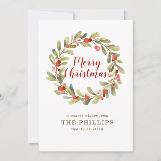 Christmas Wreath Photo Holiday Card (Front)