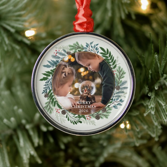 Christmas Wreath Photo Metal Tree Decoration (Tree)