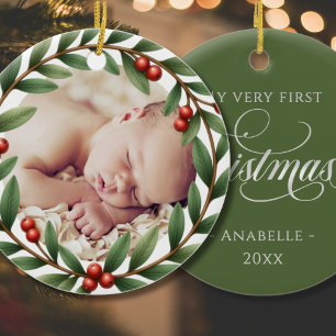 Christmas Wreath Photo Ornament