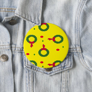Christmas wreath polka dots 10 cm round badge