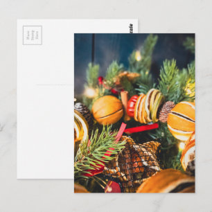 Christmas wreath postcard