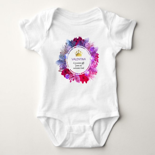 Christmas Wreath | PRECIOUS GIFT FROM AWESOME GOD Baby Bodysuit (Front)