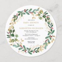 Christmas wreath red burgundy greenery baby shower