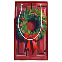 Christmas Wreath Red Door Watercolor