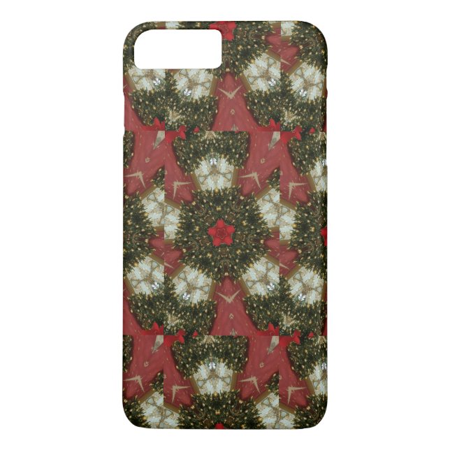 Christmas Wreath Red Green Gold with Red Star Case-Mate iPhone Case (Back)