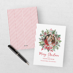 Christmas Wreath Red Photo Holiday Card
