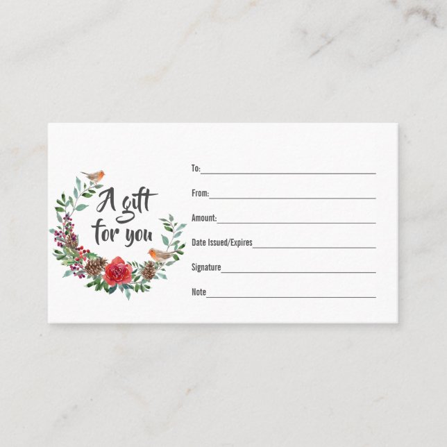 Christmas wreath Red Robin Gift Card (Front)