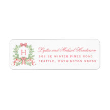 Christmas Wreath Red Script Return Address