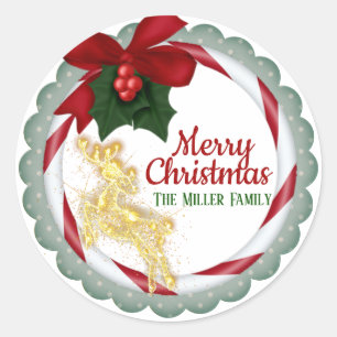 Christmas Wreath Reindeer Classic Round Sticker