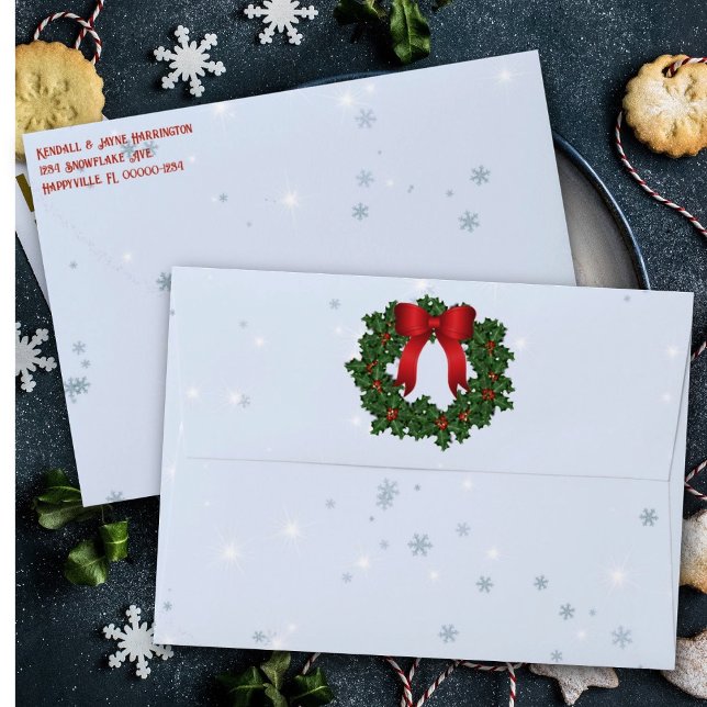 Christmas Wreath Return Address Decorated Envelope (Creator Uploaded)