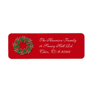 Christmas Wreath Return Address Label