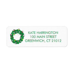 Christmas Wreath Return Address Label