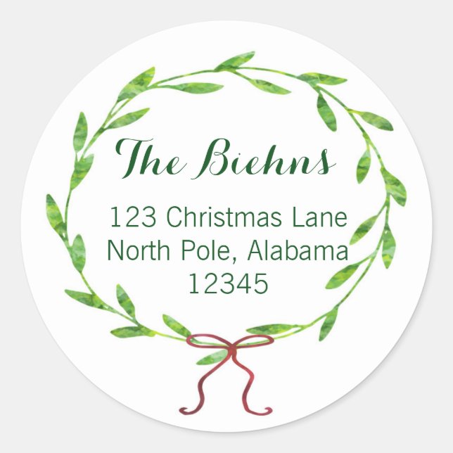 Christmas Wreath Return Address Label (Front)