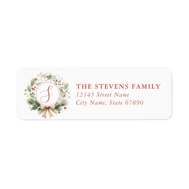 Christmas Wreath Return Address Labels (Front)