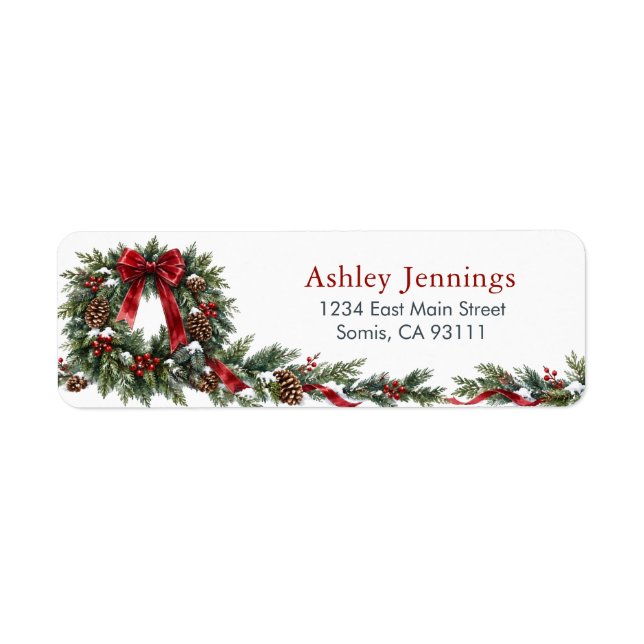 Christmas Wreath Return Address Labels (Front)