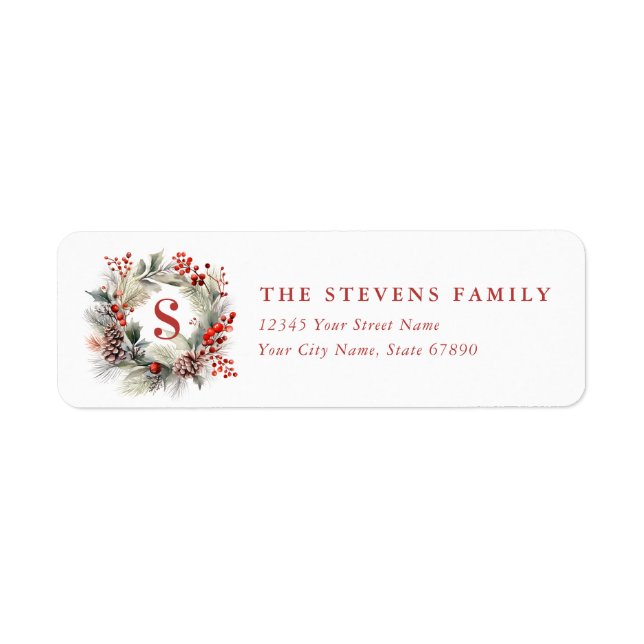 Christmas Wreath Return Address Labels (Front)