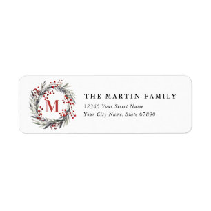 Christmas Wreath Return Address Labels