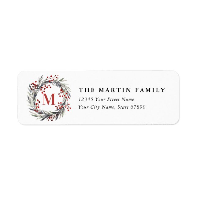 Christmas Wreath Return Address Labels (Front)