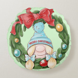 Christmas Wreath Round Cushion